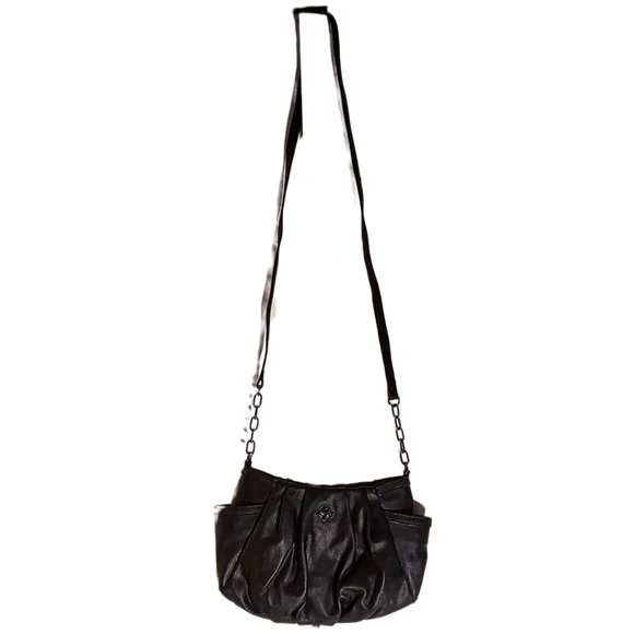 Vintage SimplyVera Vera Wang black vegan leather crossbody scrunch purse y2k - Picture 8 of 14